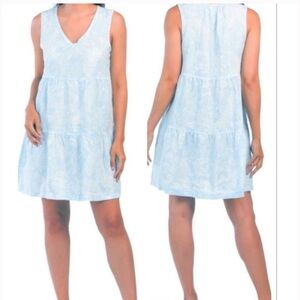 Tahari Linen Tiered  Sleeveless Mini Dress , Size 2X, NWT